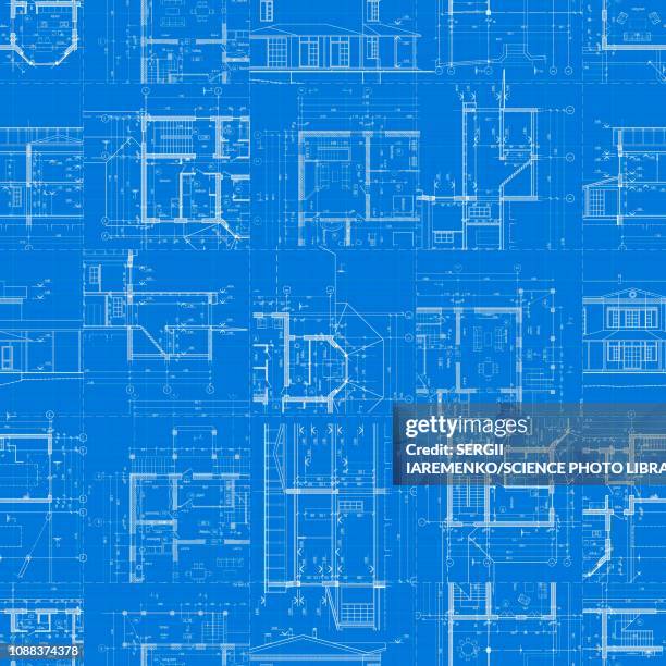 ilustraciones, imágenes clip art, dibujos animados e iconos de stock de architectural plans, illustration - cianotipo plano