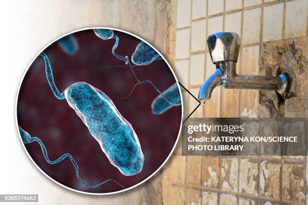 safety of drinking water, conceptual illustration - cholera stock illustrations