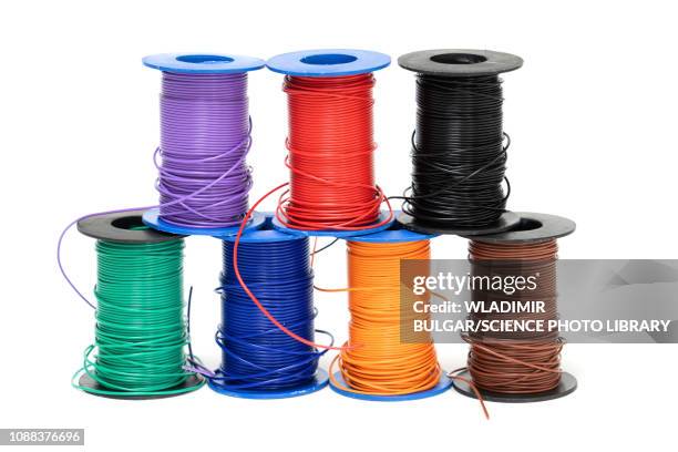 spools of electrical cables - cable spool stock pictures, royalty-free photos & images