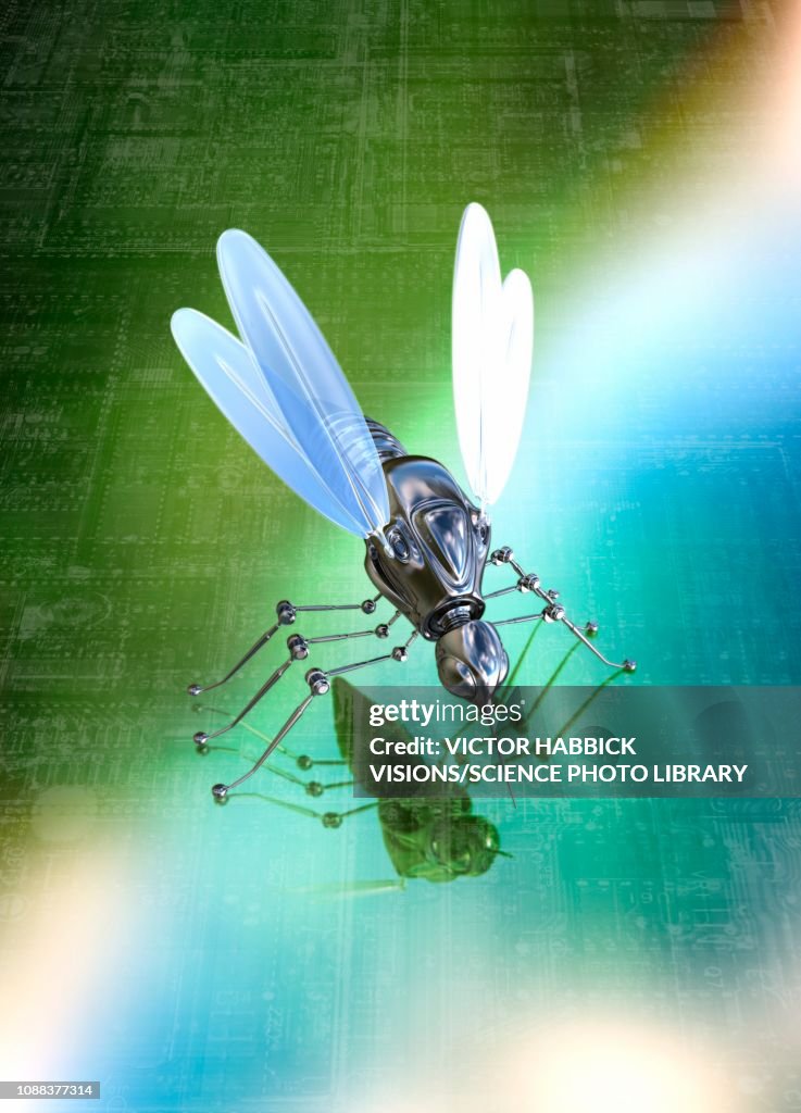 Arduino Robotic Insect Robotic Insect On Circuit Board Illustration High-Res Vector Graphic ...