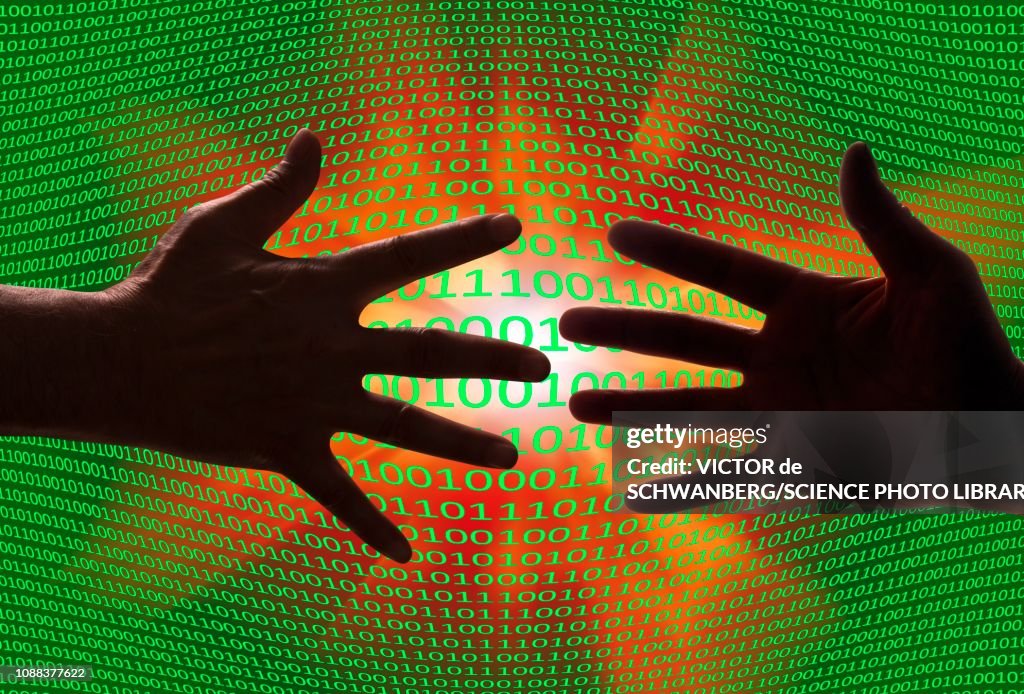 Hands With Binary Code High-Res Vector Graphic - Getty Images