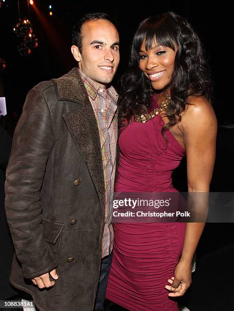Soccer player Landon Donovan and tennis player Serena Williams attend the PepsiCo Super Bowl Weekend Kickoff Party featuring Lenny Kravitz and DJ...