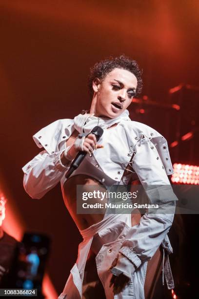 Pabllo Vittar performs live on stage at Audio Club on January 24, 2018 in Sao Paulo, Brazil.