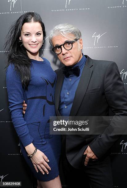 Actress Jaimie Alexander and Designer Giuseppe Zanotti attend the Giuseppe Zanotti Design Beverly Hills Store Opening cocktail reception on February...