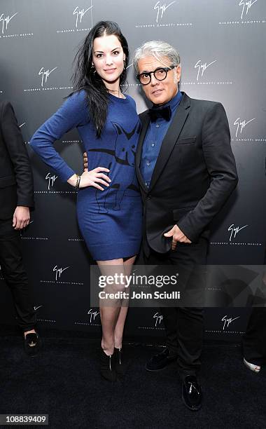 Actress Jaimie Alexander and Designer Giuseppe Zanotti attend the Giuseppe Zanotti Design Beverly Hills Store Opening cocktail reception on February...