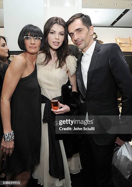 Cinzia Zanotti, Linda Taylor and Emmanuel Tomasini attend the Giuseppe Zanotti Design Beverly Hills Store Opening cocktail reception held on February...
