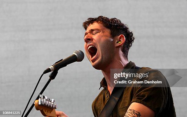 Peter Silberman of The Antlers performs on stage during the Laneway Music Festival on February 5, 2011 in Melbourne, Australia.