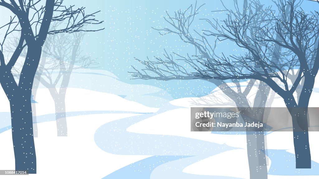 Blue beautiful mountains with forest panorama pattern