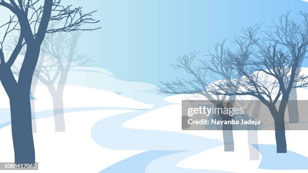 blaue berge mit wald-panorama-muster - österreich winter stock-grafiken, -clipart, -cartoons und -symbole