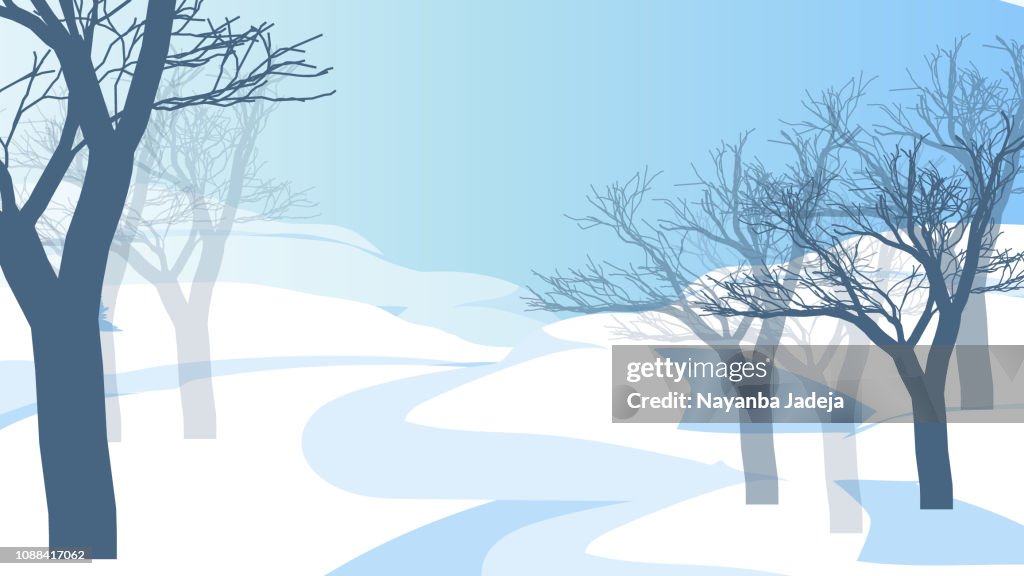 Blue beautiful mountains with forest panorama pattern