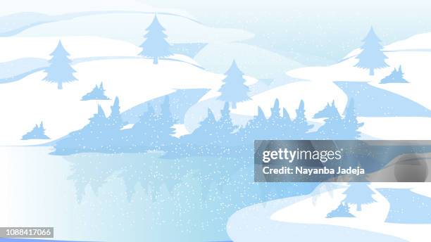 blue beautiful mountains with forest panorama pattern - k2 stock illustrations