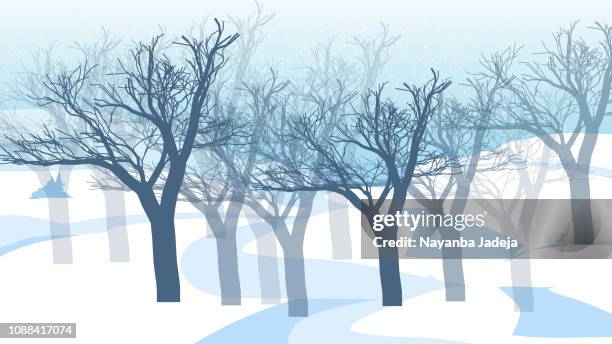 blue beautiful mountains with forest panorama pattern - k2 stock illustrations