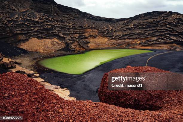 加那利群島蘭薩羅特火山湖 - timanfaya national park 個照片及圖片檔