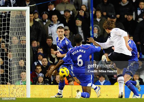 Niko Kranjcar of Tottenham Hotspur scores the winning goal during the Barclays Premier League match between Tottenham Hotspur and Bolton Wanderers at...