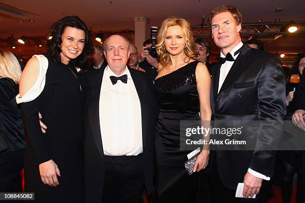 Sylvia Haeusler, Reiner Calmund, Veronica Ferres and Carsten Maschmeyer arrive at the 20011 Sports Gala 'Ball des Sports' at the Rhein-Main Hall on...