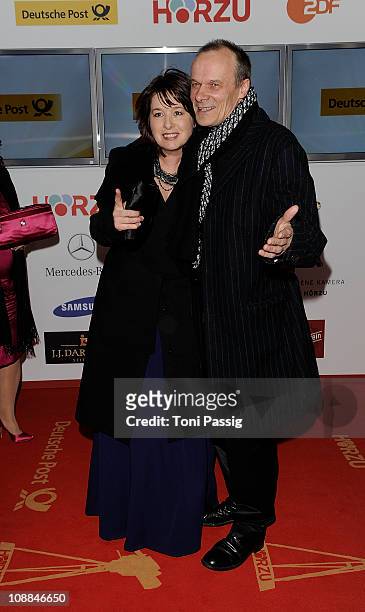 Edgar Selge and wife Franziska Walser attend the 46th Golden Camera awards at the Axel Springer Haus on February 5, 2011 in Berlin, Germany.