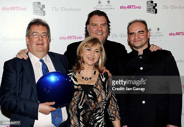 Winners of the South Bank Sky Arts Awards: Opera Die Meistersinger von Nurnberg, Welsh National Opera pose with presenter Lesley Garrett in the press...