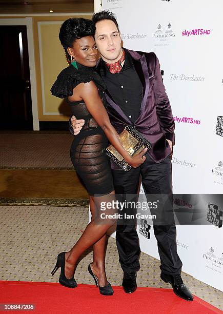 Singer Shingai Shoniwa and musician Dan Smith of the Noisettes attends the South Bank Sky Arts Awards at The Dorchester on January 25, 2011 in...