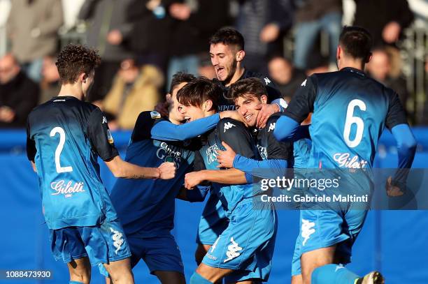 Samuele Ricci of Empoli FC U19 celebrates after scoring a goal during the Serie A Primavera match between Empoli U19 and Udinese U19 on January 25,...