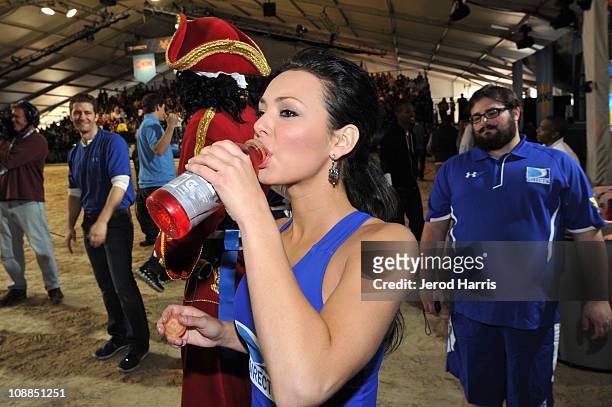 Lana Tailor competes in DIRECTV's Fifth Annual Celebrity Beach Bowl at Victory Park on February 5, 2011 in Dallas, Texas.