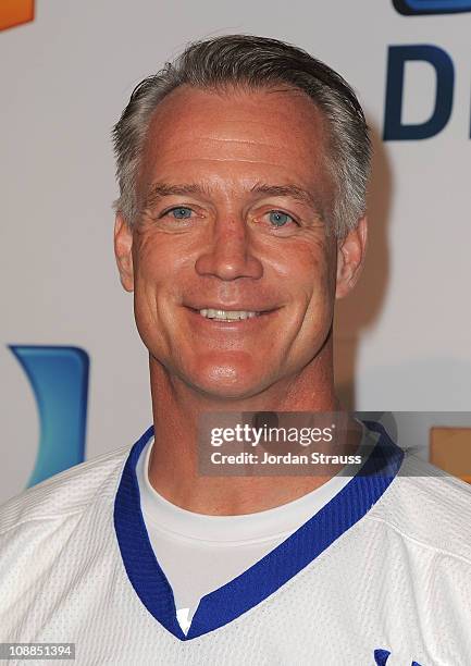 Former NFL player Daryl Johnston arrives at DIRECTV's Fifth Annual Celebrity Beach Bowl at Victory Park on February 5, 2011 in Dallas, Texas.