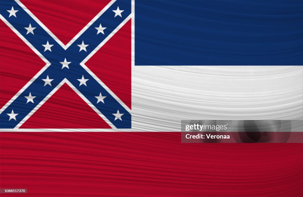 Waving flag of MISSISSIPPI in United States.