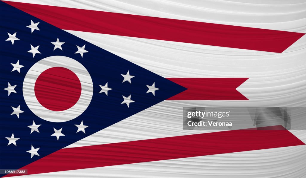 Waving flag of OHIO in United States.