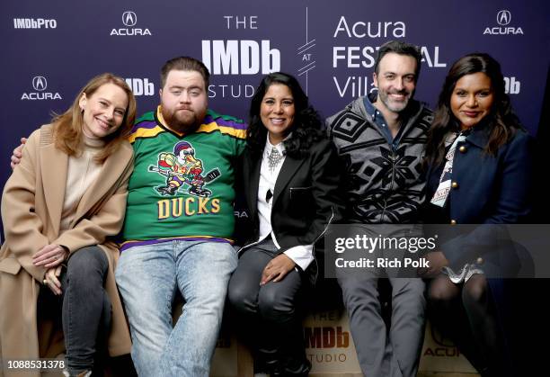 Amy Ryan, Paul Walter Hauser, Nisha Gantra, Reid Scott, and Mindy Kaling of 'Late Night' attend The IMDb Studio at Acura Festival Village on location...