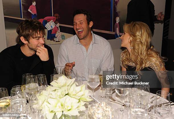 Actor Chace Crawford, Dallas Cowboys Quarterback Tony Romo and television personality Candice Crawford attend a private dinner hosted by Audi during...