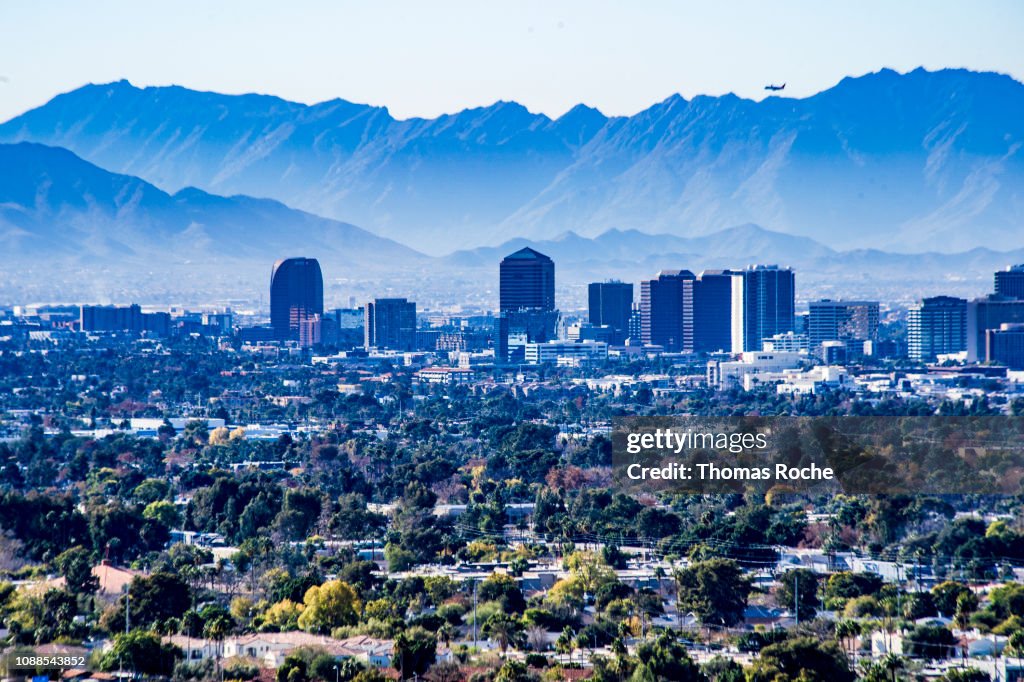 Phoenix skyline and the mountains beyond