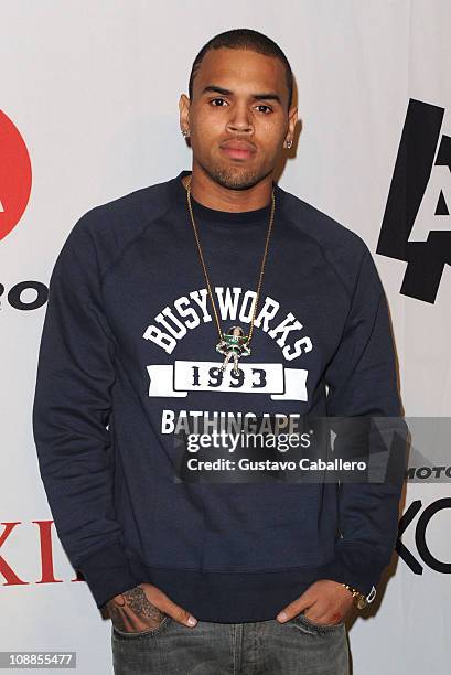 Singer Chris Brown attends the Maxim Party Powered by Motorola Xoom at Centennial Hall at Fair Park on February 5, 2011 in Dallas, Texas.