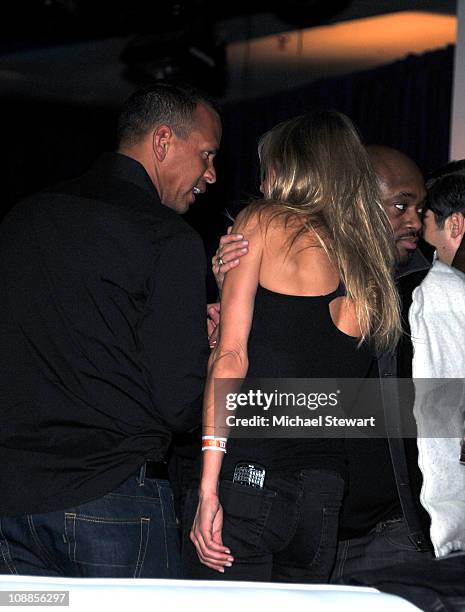 Player Alex Rodriguez of the New York Yankees and actress Cameron Diaz attend Avion Tequila At The P.Diddy Super Bowl Party at Music Hall at Fair...