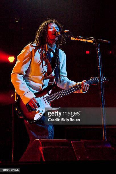 Guitarist James "Munky" Shaffer of Korn performs at the Mississipi Coast Coliseum on February 5, 2011 in Biloxi City.