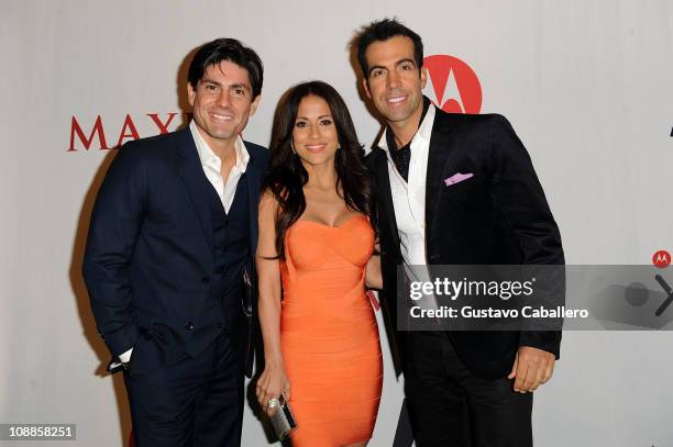 Personality Poncho de Anda,Jackie Guerrido and Felipe Viel attends the Maxim Party Powered by Motorola Xoom at Centennial Hall at Fair Park on...