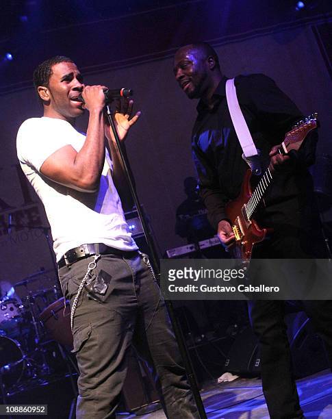 Singer Jason Derulo and musician Wyclef Jean perform onstage during the Maxim Party Powered by Motorola Xoom at Centennial Hall at Fair Park on...
