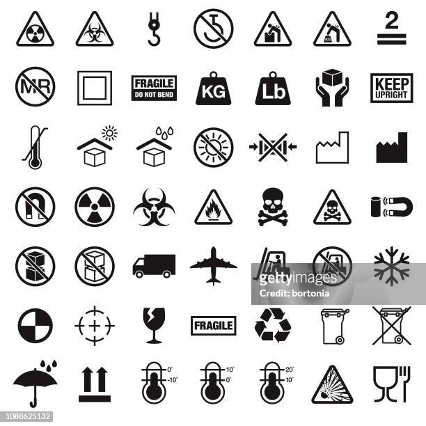 ilustrações, clipart, desenhos animados e ícones de símbolos de embalagens - aviso de frágil