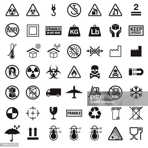 packaging symbols - warning sign icon stock illustrations