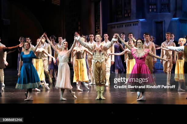 Stars Dancers Karl Paquette, Valentine Colasante , Ludmila Pagliero and Dorothee Gilbert acknowledge the applause of the audience at the end of the...