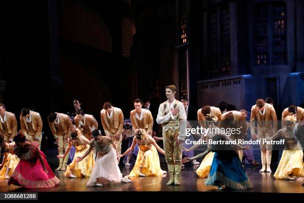 Stars Dancers Karl Paquette, Valentine Colasante , Ludmila Pagliero and Dorothee Gilbert acknowledge the applause of the audience at the end of the...