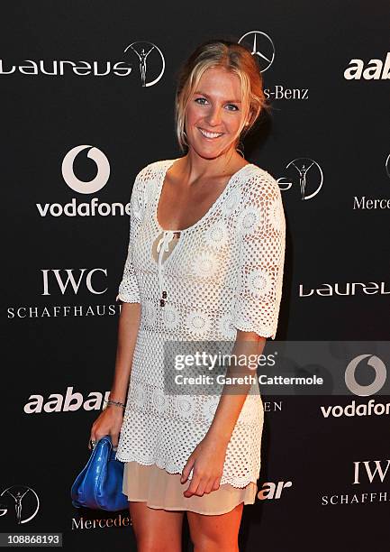 Surfer Stephanie Gilmore of Australia arrives for the Laureus Welcome Party as part of the 2011 Laureus World Sports Awards at Cipriani Yas Island on...