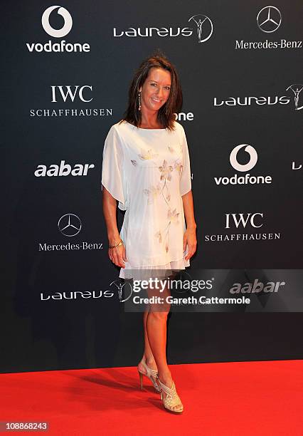 Layne Beachley arrives for the Laureus Welcome Party as part of the 2011 Laureus World Sports Awards at Cipriani Yas Island on February 6, 2011 in...