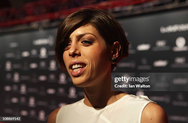 High Jumper Blanka Vlasic of Croatia arrives for the Laureus Welcome Party as part of the 2011 Laureus World Sports Awards at Cipriani Yas Island on...