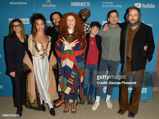 Director Alma Har'el poses with actors Laura San Giacomo, FKA Twigs, Clifton Collins Jr., Byron Bowers, Noah Jupe, Shia LaBeouf and Craig Stark at...