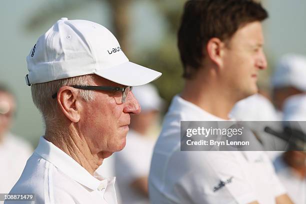 Academy Member Sir Bobby Charlton during the Laureus Golf Challenge at the Saadiyat Beach Golf Club part of the 2011 Laureus World Sports Awards on...