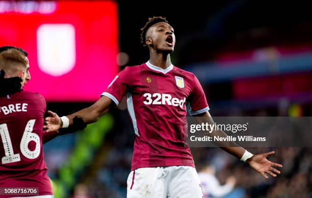 Tammy Abraham of Aston Villa scores for Aston Villa during the Sky Bet Championship match between Aston Villa and Queens Park Rangers at Villa Park...