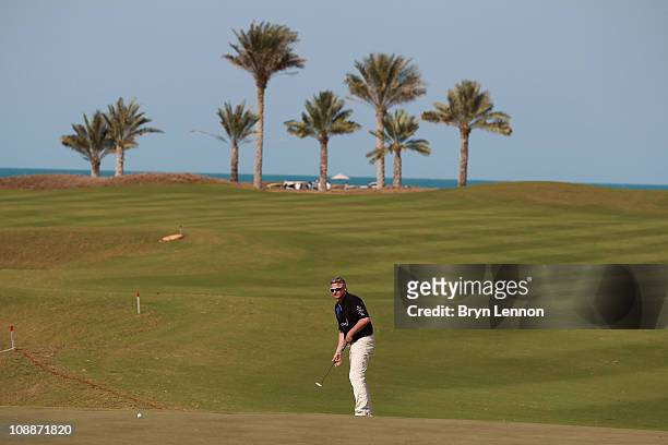 Stefan Bloecher from Germany in action during the Laureus Golf Challenge at the Saadiyat Beach Golf Club part of the 2011 Laureus World Sports Awards...