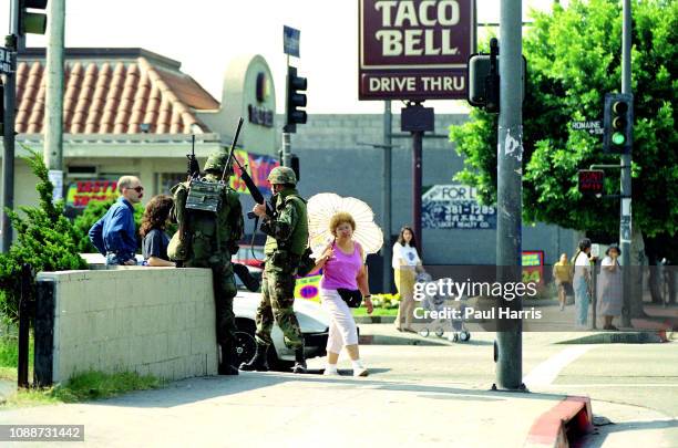 Scenes from downtown Los Angeles after the Los Angeles Riots May 2, 1992 Los Angeles California