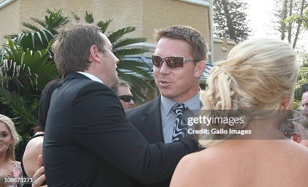 South African rugby player John Smit attends "Butch" James and Julia Westbrook's wedding at Lynton Hall on 5 February 2011 in Pennington, on the...