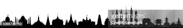 asia (all buildings are separate and complete) - petronas twin towers stock illustrations