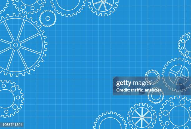ilustraciones, imágenes clip art, dibujos animados e iconos de stock de resumen engranajes blueprint fondo - ingeniero